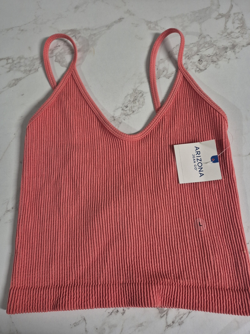Y2k Arizona Jean Coral Ribbed Cropped Tank Top
